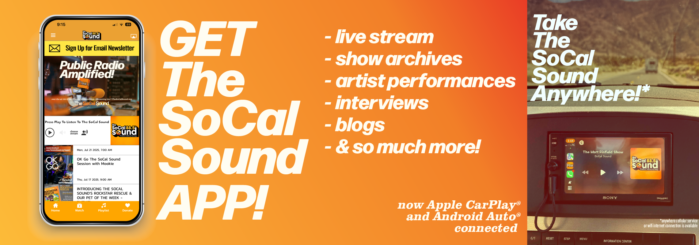 Stream The SoCal Sound On Your Phone, Smart Speaker or in the Car!